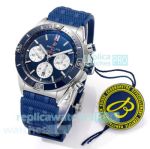 BLS Factory Swiss Replica Breitling B01 Chronomat Blue Dial Rubber Strap Watch 
